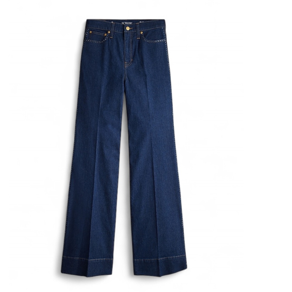 J.Crew Embellished Blue denim trouser l Wide Leg Size 29